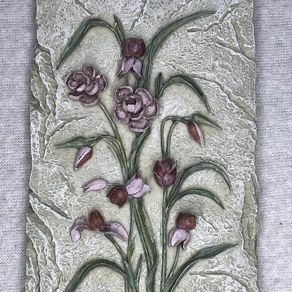 SOLD. Vintage 1970’s 2 Piece Resin Blum Set & Chen Blum. 3 D. Signed Floral - Picture 8 of 9